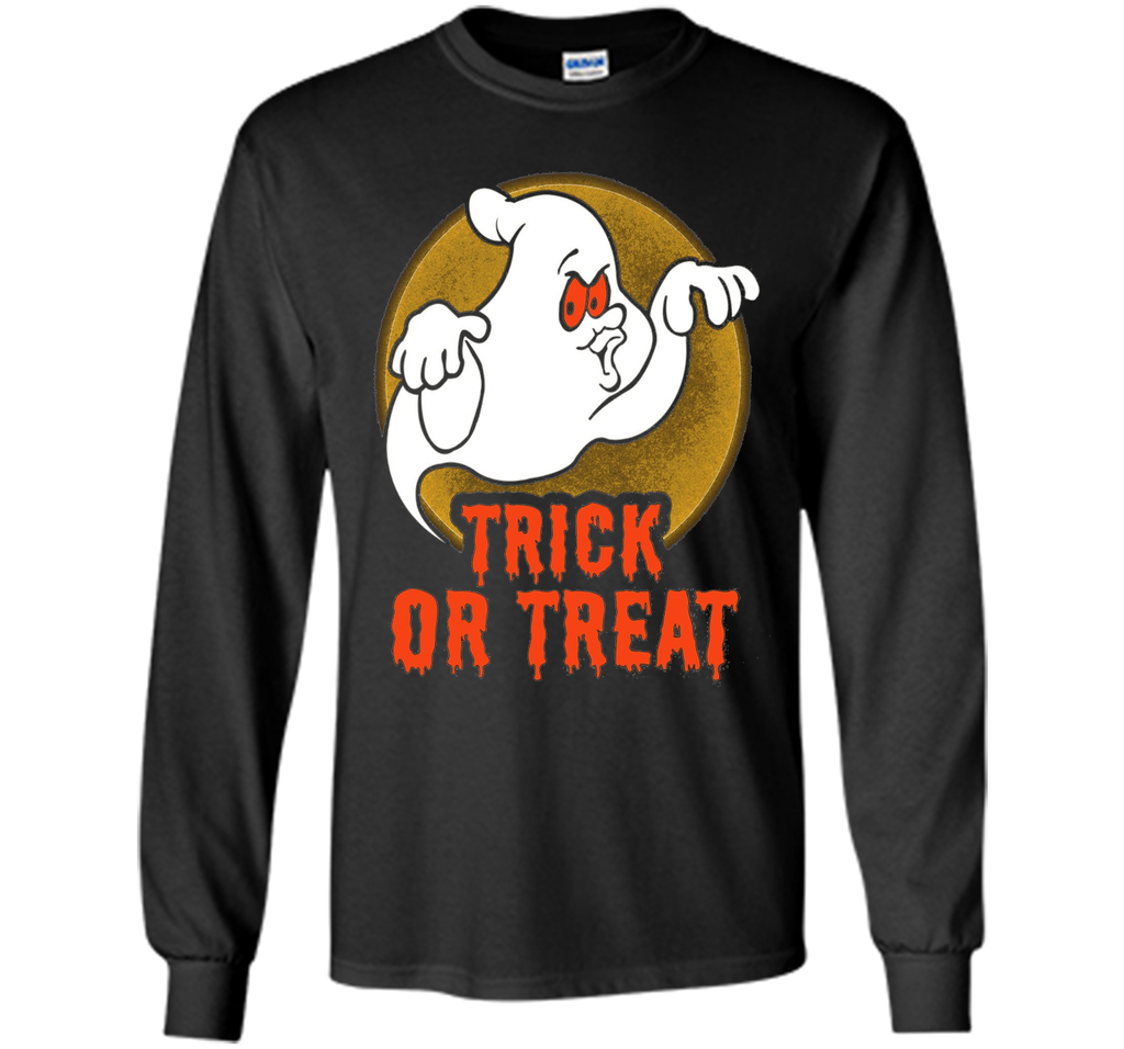 Funny Halloween Trick-or-Treat T-Shirt Ghost Tee cool shirt LS Ultra Cotton Tshirt