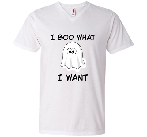Funny Halloween T Shirt, I BOO What I want Mens Printed V-Neck T