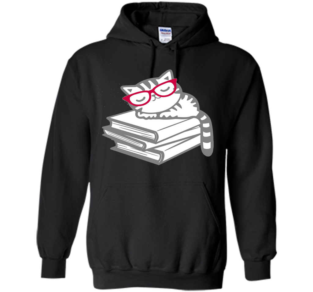 Cat Book Nerd Reader with Glasses Cute Geek Funny T-Shirt