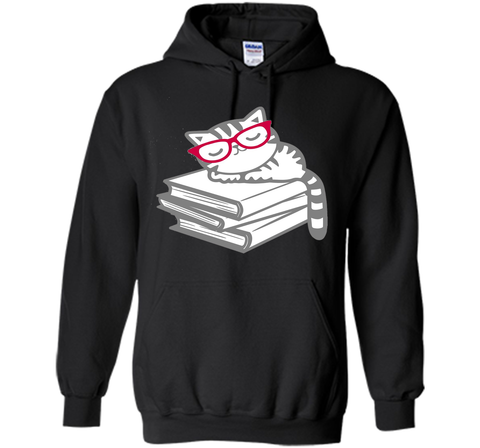 Cat Book Nerd Reader with Glasses Cute Geek Funny T-Shirt