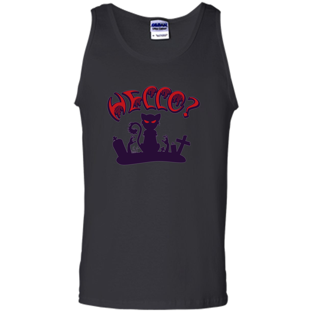 black cat say hello halloween Tank Top