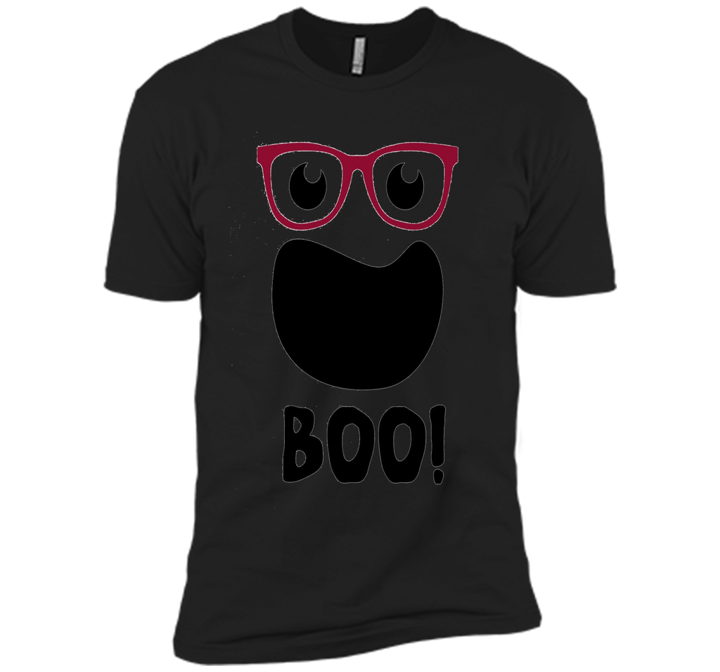 Halloween Ghost with Hipster Glasses Next Level Premium Short Sleeve Tee