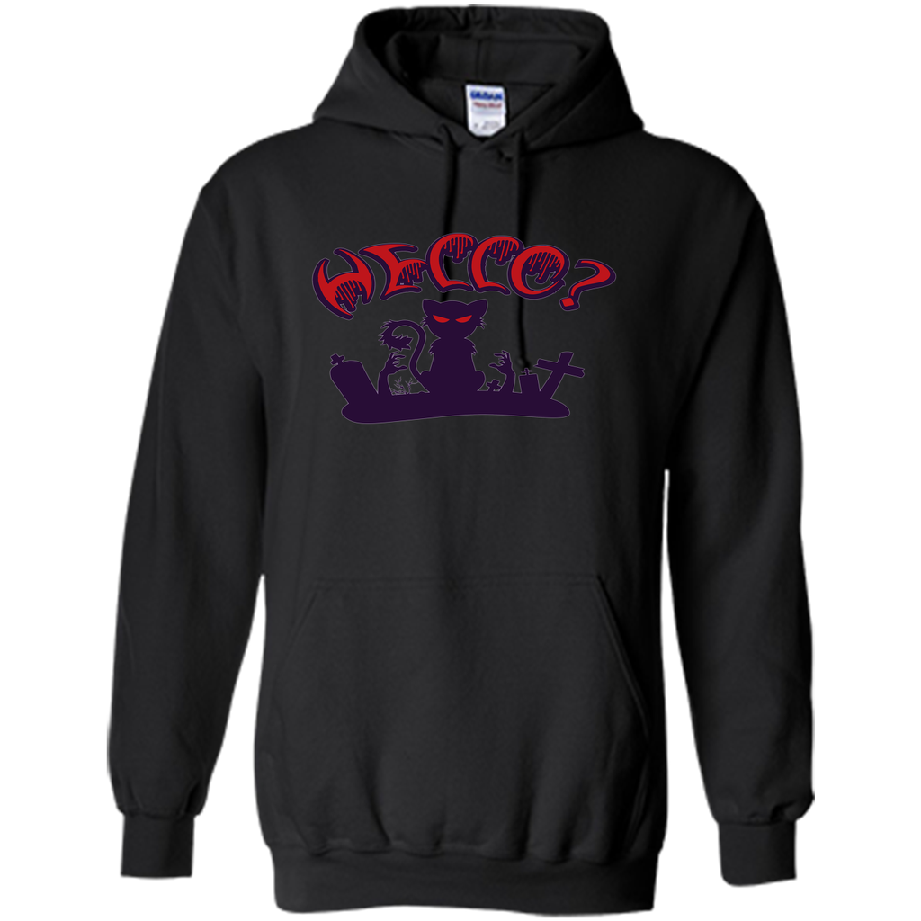 black cat say hello halloween Pullover Hoodie 8 oz