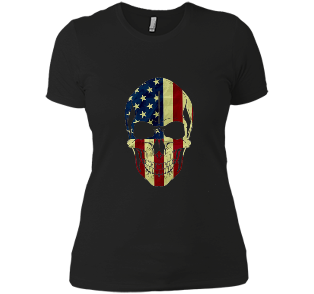 Skull Head Red White And Blue Flag Skull - 4TH Of July Shirt