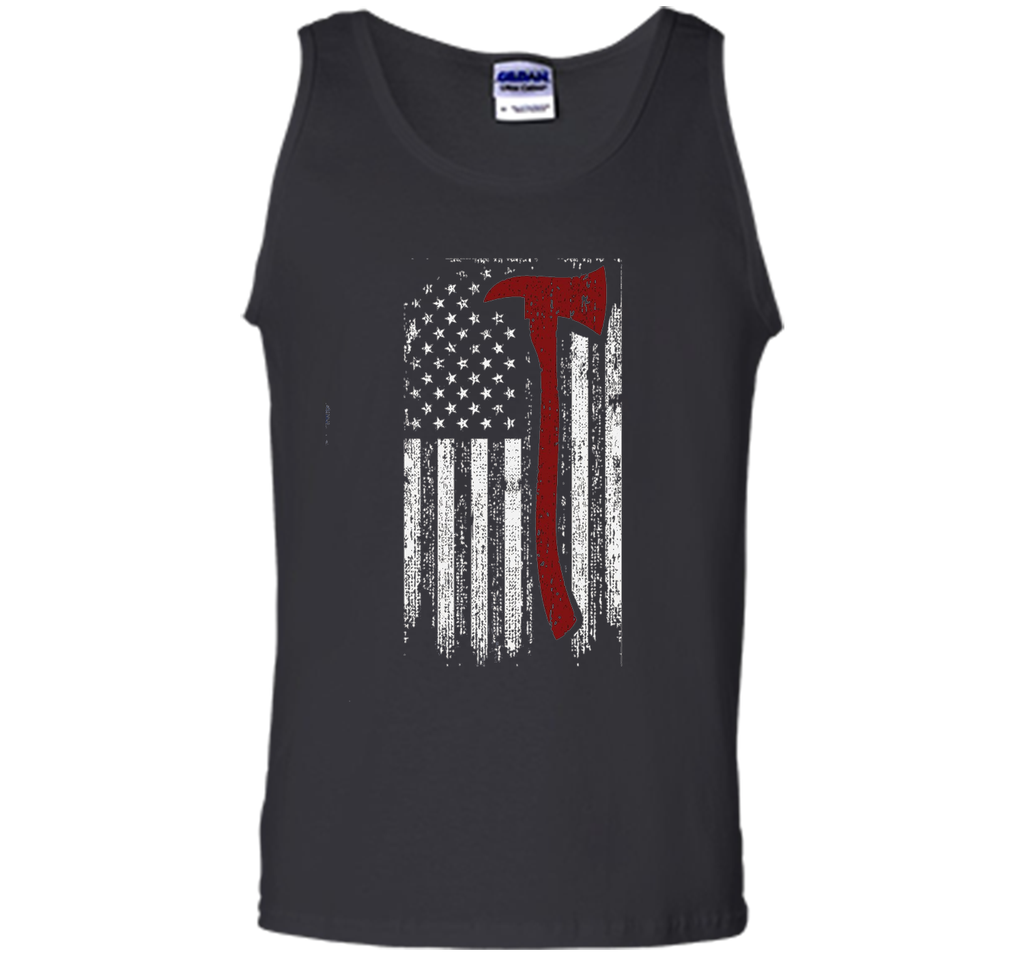 Distressed Firefighter Red Line USA Flag Graphic Shirt
