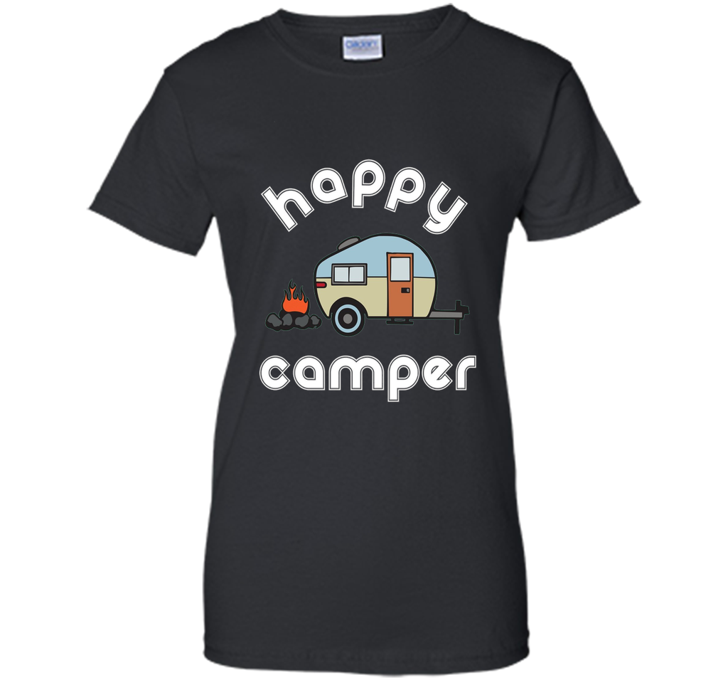 Happy Camper Camping T-shirt - Camper Trailer Fire Tee