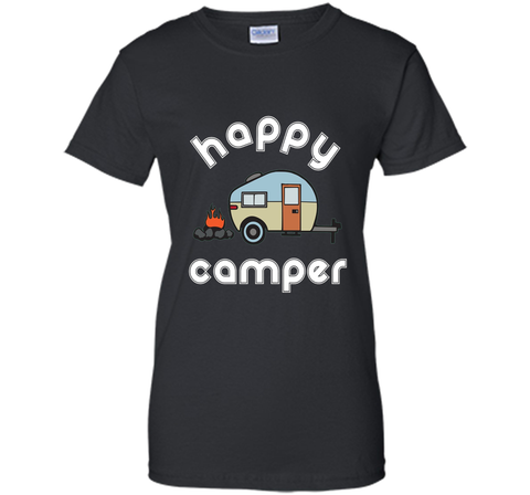 Happy Camper Camping T-shirt - Camper Trailer Fire Tee