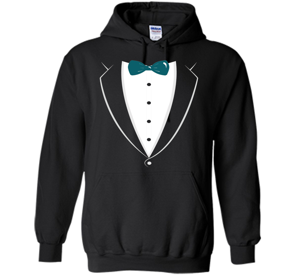 Black And White Tuxedo With Teal Bow tie Novelty T Shirt