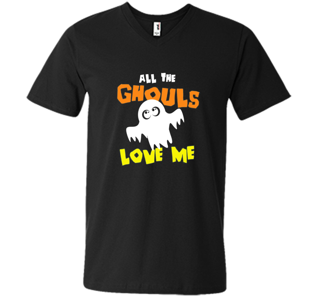 All the Ghouls Love Me Halloween Ghost T-Shirt Mens Printed V-Neck T