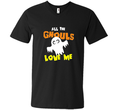 All the Ghouls Love Me Halloween Ghost T-Shirt Mens Printed V-Neck T