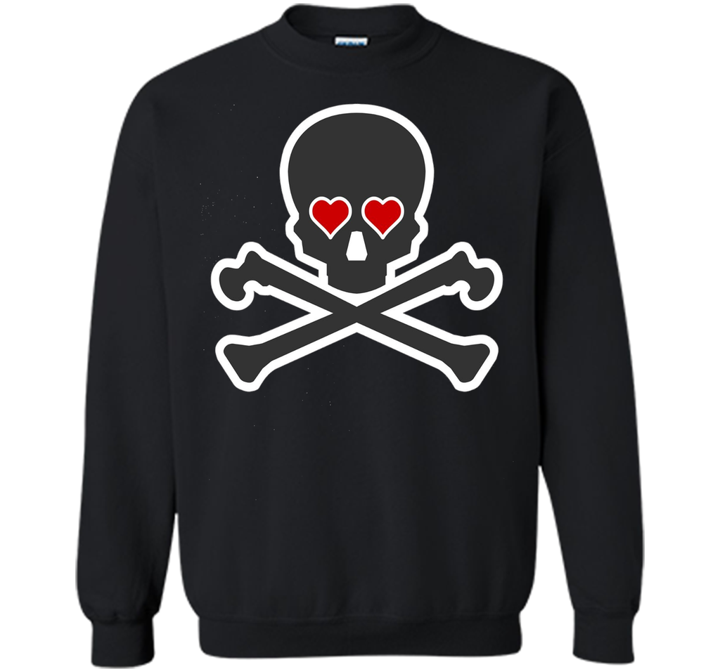 Skull and Crossbones Heart Eyes Shirt Cool Pirate T-Shirt
