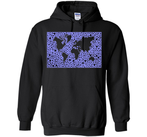 Marine Animals T-Shirt World Map Biology Sea Ocean Fish Tee