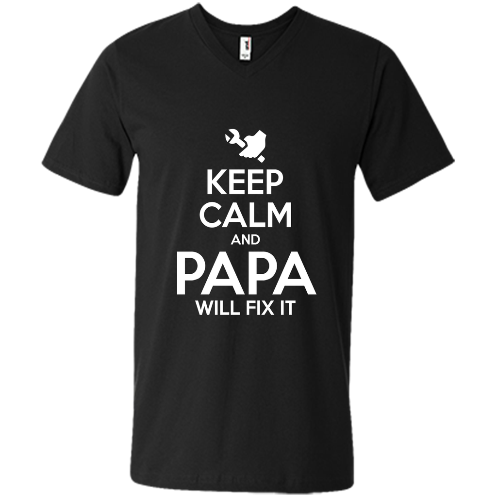 Men's Funny T-Shirt For Grandpa. Keep Calm And Papa Will Fix It