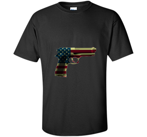 Red White And Blue Gun Flag  4TH Of July T-shirt