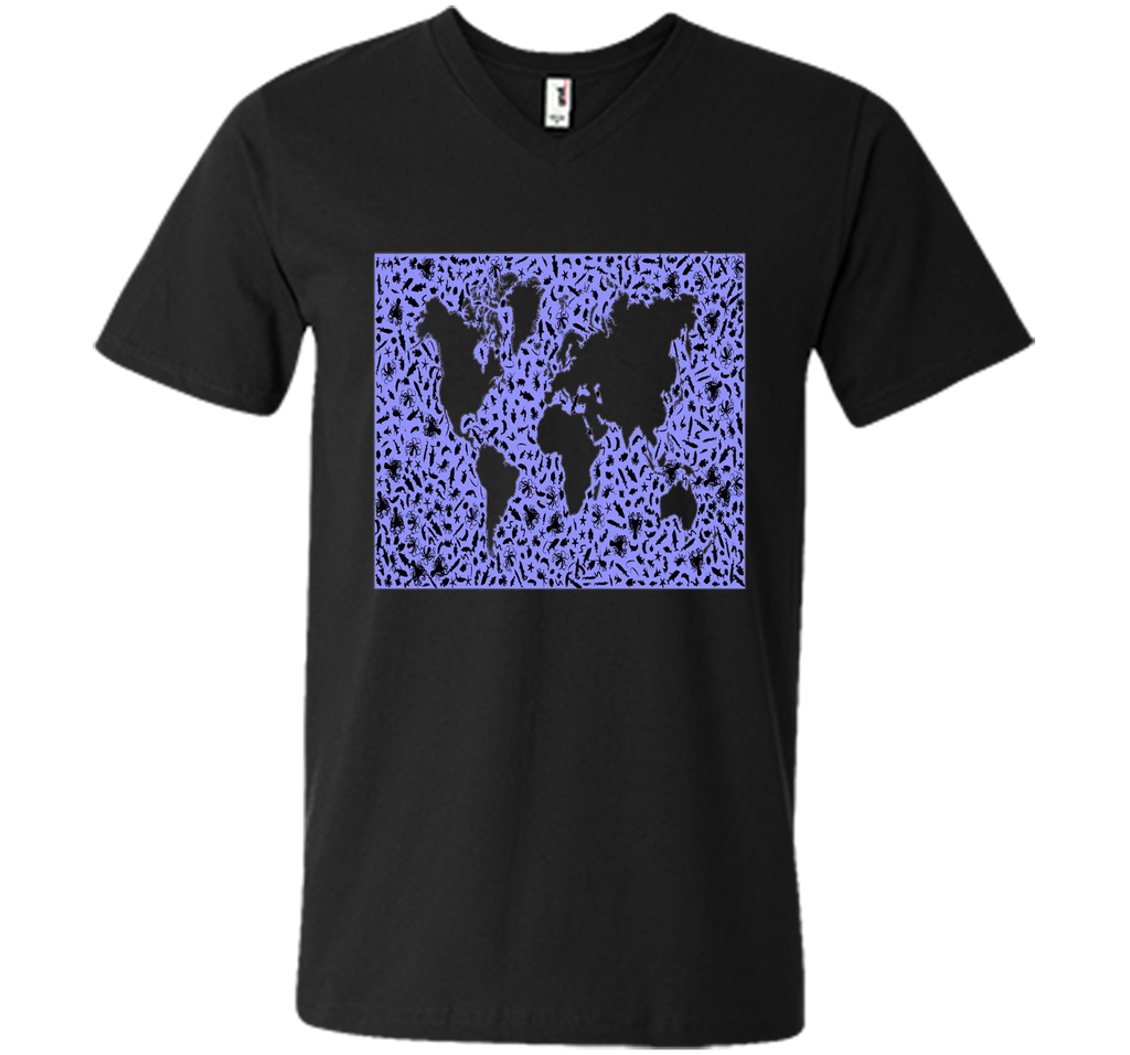Marine Animals T-Shirt World Map Biology Sea Ocean Fish Tee
