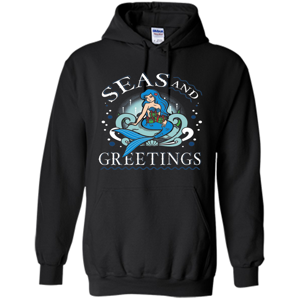 Pretty Mermaid Christmas T-shirt Seas And Greetings Fun